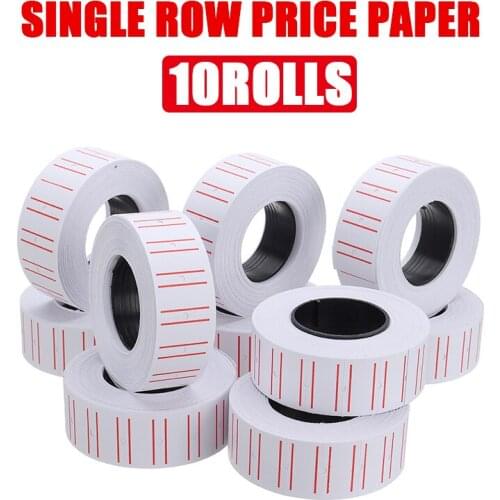 10 Rolls/set 8000pcs White Price Tags Labels 21*12mm Self Adhesive Pricing Stickers with Dual Red Line Office Mark Supplies