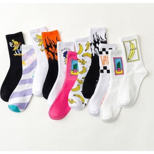 Creative High Quality Harajuku Fashion Men street Hip Hop Cotton Unisex happy socks Funny skateboard flame socks street fashion