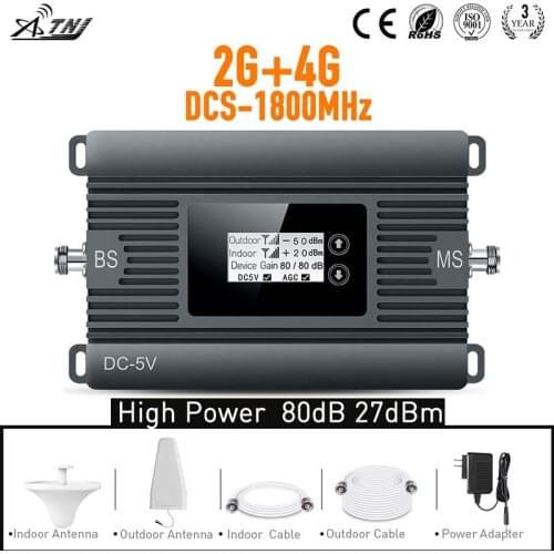 New sale! high gain 80dB 2G 4G 1800mhz phone signal booster amplifier with indoor antenna and outdoor antenna and cable