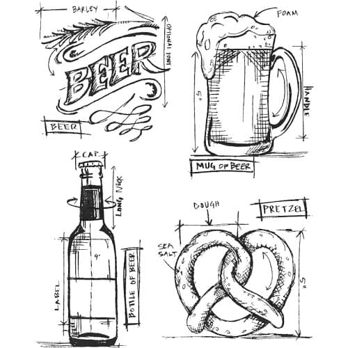 2021 New Retro Beer Mug Bottle Pattern Clear Stamp For DIY Craft Making Greeting Card and Scrapbooking No Metal Cutting Dies Set