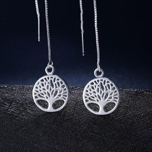 Wholesale Silver women wedding Earring Jewelry Tree of life girl gift Cute Fashion Christmas couple gift hot hoop new E863