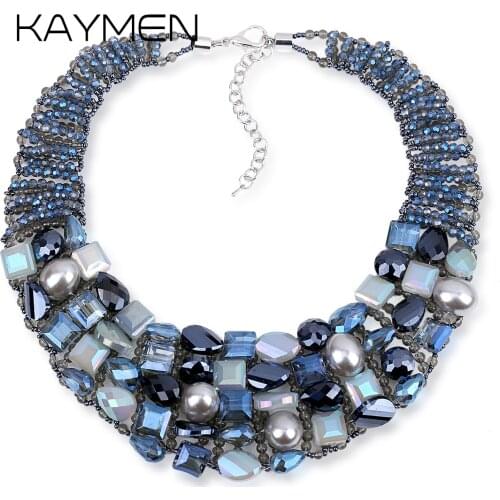 KAYMEN New Bohemian choker Necklace For Women Girls, Handmade Crystals Weaving Statement Necklace Wedding Party Jewelry NK-01656
