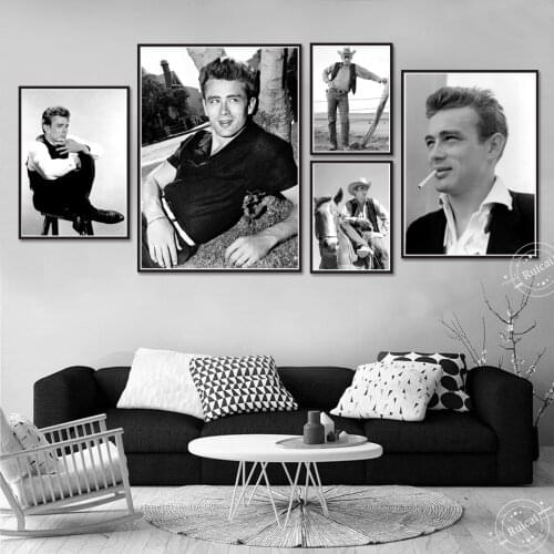 Jame Dean Poster Movie Star Wall Art Black And White For Living Room Home Decoration