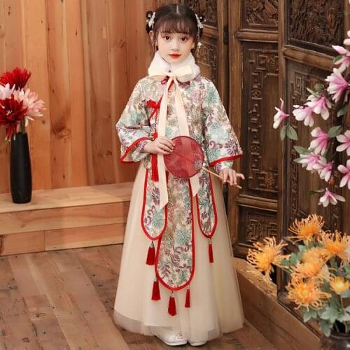 Winter Girls Birthday Party Dress Think Flower Girl Wedding Gown Formal Kids Dresses Girls Chinese Hanfu New Years Dress