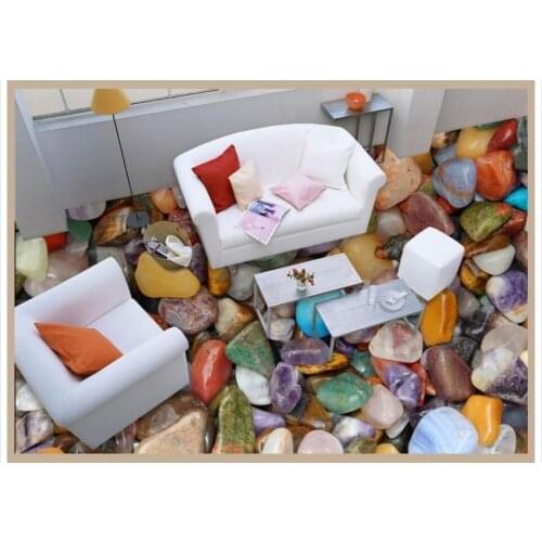 Modern Sticker 3D Floor PVC Floor Sticker Painting Murals Original 3D Colorful Stone Art Floor Tiles