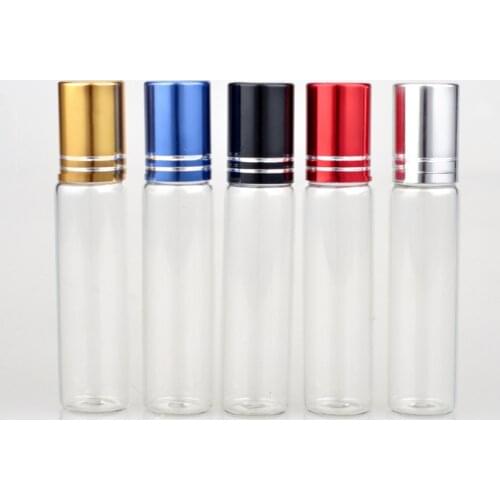 10ML Glass Essential Oil Bottle Orifice Reducer & cap Brwon Glass Vials Roller Ball Bottle Wholesale