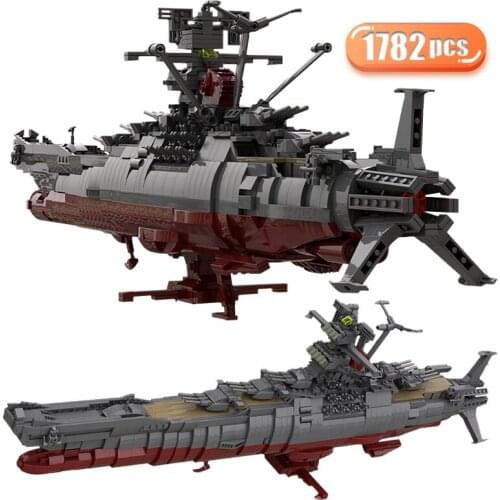 MOC High-tech Military Space Battleship Yamato Model Building Blocks City Weapon Spaceship Boat Bricks DIY Toys For Children