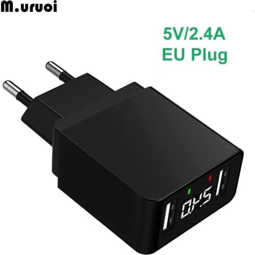 M.uruoi Dual USB Charger 5V2.4A With LED Display Fast Charging EU Plug Wall Charger Adapter For iPhone iPad Mini Samsung Xiaomi