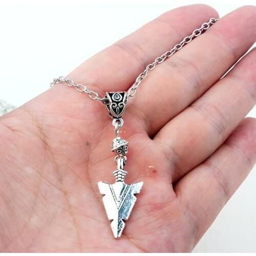 Rune Spear Arrow Necklace for Women Gothic Punk Jewelry Trend 2021 Silver Color Pagan Wizard Neck Chain Retro Accessories VGN078