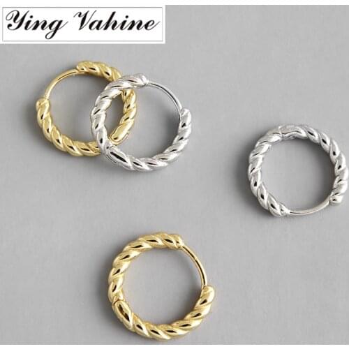 Ying Vahine 100% 925 Sterling Silver Simple Style Twisted Stud Earrings for Women
