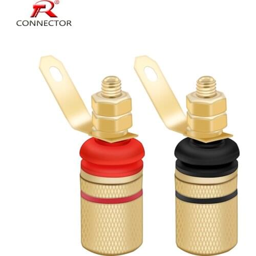 1pair Gold Plated Amplifier Speaker Binding Post HIFI Terminals Banana Sockets Connector Suitable for 4mm banana plugs connector