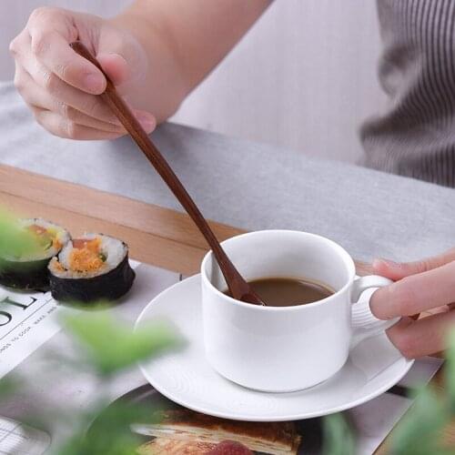 1pc Long Handle Coffee Spoon Stir Stick Bamboo Tableware Dessert Scoop Soup Teaspoon Milk Honey Wooden Spoons Kitchen Utensils