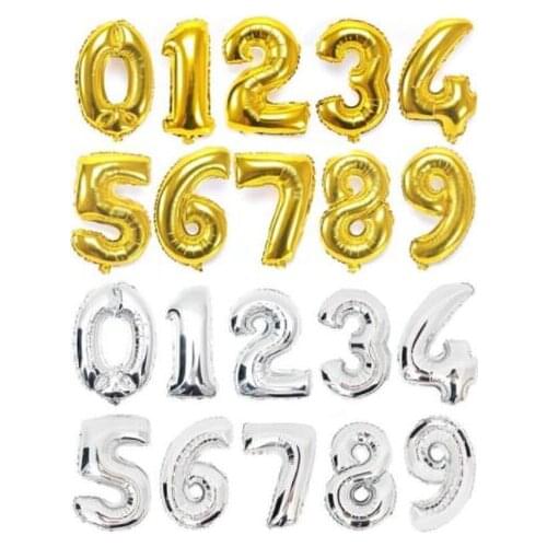 200 pcs/lot 40 inch 0-9 gold/silver foil number balloons birthday wedding party decoration helium inflatable balloon