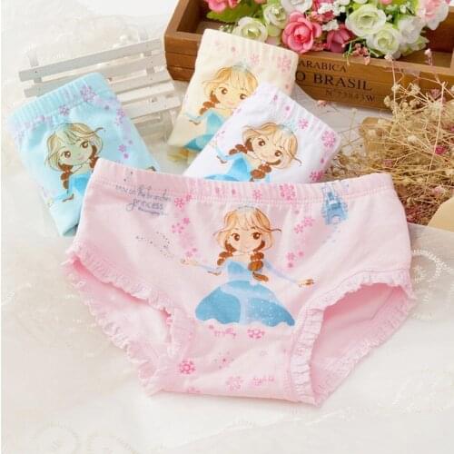 3pcs/lot fashion kids Lace panties girls' briefs female child underwear lovely cartoon panties children clothing
