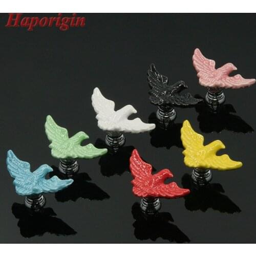 5x Eagle Ceramic Kitchen Cabinet Drawer Knobs Porcelain Kids Bedroom Wardrobe Handles Furniture Dresser Cupboard Pulls