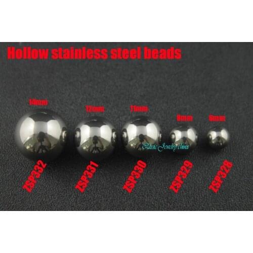 6mm/8mm/11mm/12mm/14mm hollow smooth stainless steel beads bracelet necklace accessories jewelry DIY parts 50pcs ZSP328-ZSP332