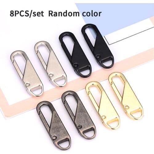 8Pc/Set Alloy Universal Zippers Puller for Clothing Zip Fixer Removable Zipper For Bags Clothes Slider DIY Sewing Instant Repair