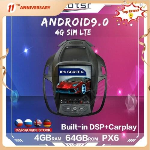 Car Radio Player for Ford KUGA 2013 - 2017 Tesla screen PX6 Android 9 Auto GPS Navigation Multimedia Headunit DSP Carplay 4G LTE