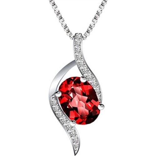 B-ling B-ling Shiny Crystal Red Pendant Necklace Girl Choker Accessories Female 925 Silver Chain Necklace Women Clavicle Jewelry