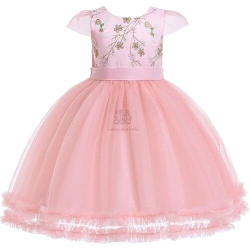 Girls Princess Kids Dresses for Girls Tutu Flower Embroidered Ball Gown Baby Girls Clothes Children Wedding Party Girls Dress