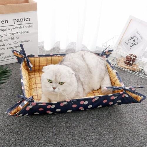Double Cat Mat Bed Summer Cooling Pet Beds for Small Cats Puppy Coussin Gatos Productos para mascotas Accessories kattenmand