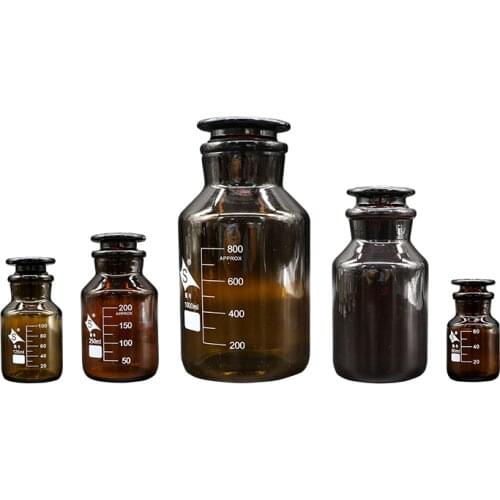 60ml to 1000ml Boro3.3 Glass Wide-Mouth Sample Bottle Brown Clear Glass Bottle Grind Stopper Store for Reagent/Powder/Liquid Lab