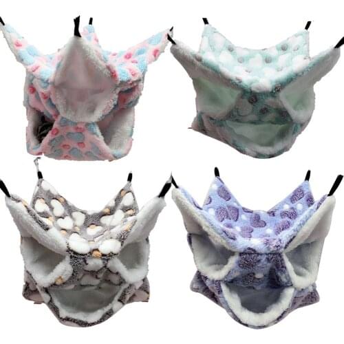 Hamster Hammock 3-layer Winter Warm Fleece Small Pet Hanging Sleeping Bag For Sugar Glider Ferret Squirrel Hamster Nest