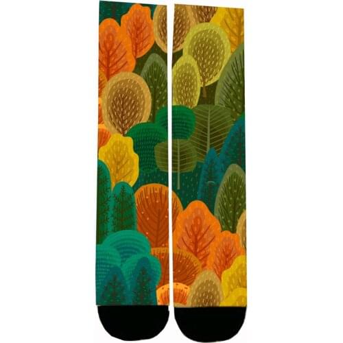 Custom Made STF Autumn Forest Sublimation Print Socks