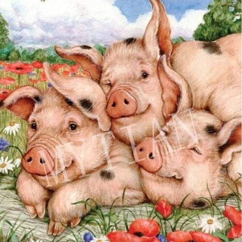 2019 New cut three pig room decor embroidery pattern full square/round drill 5D DIY diamond painting cross stitch mosaic sticker