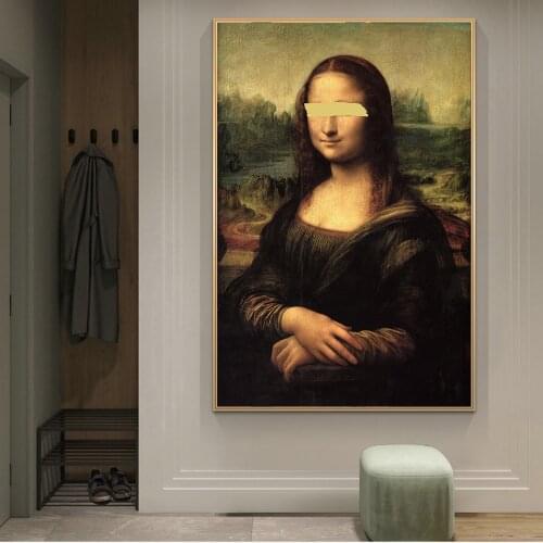 Mona Lisa Cover the Eyes Canvas Art Paintings On the Wall Art Posters And Prints Leonardo da Vinci Famous Art Pictures Cuadros