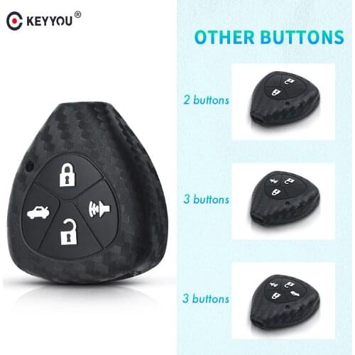 KEYYOU 10X Carbon Silicone Fob Cover For Toyota Yaris Tarago Camry Corolla RAV4 Crown Avalon Venza 2/3/4BTN Remote Car Key Case