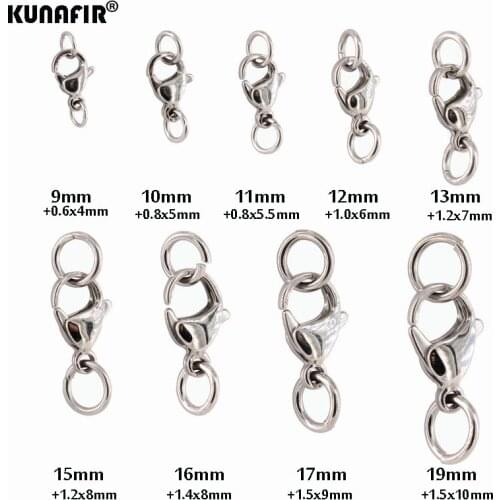KUNAFIR good polishing 9#-19# stainless steel lobster clasp with ring fashion jewelry accessories parts Quality A