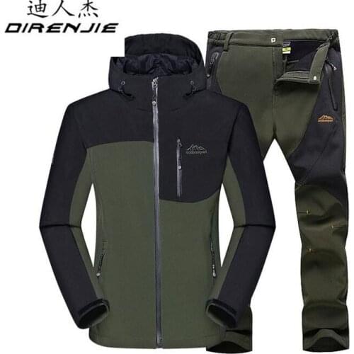 DIRENJIE Winter Male Outdoor Jacket Hiking Camping Sports Waterproof Windproof Skiing Jackets +Pants Suit men Sportswear Set