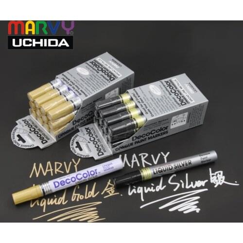 Marvy Oil Paint Marker Pen Art Sketching Pen Golden/Silver/White 0.7/1.0/2.0mm Metallic Marcador Caneta Stationery 120S & 300S
