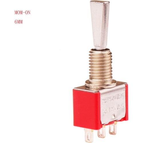 Momentary Flat Handle Switch RED 3 Pin MOM-ON 6MM Promotion Return Automatically CQC Silver Point Toggle Switch 12V