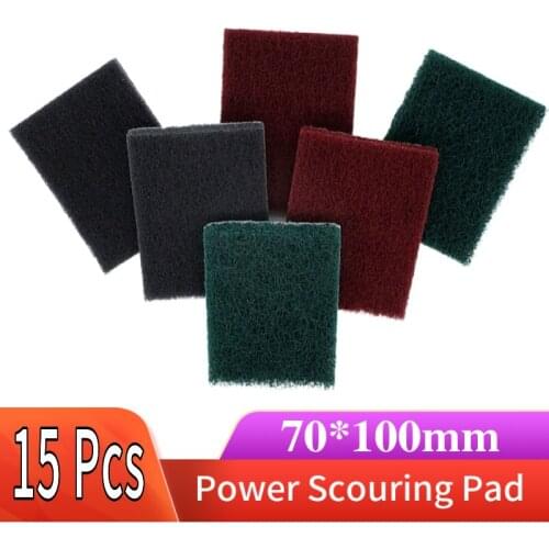70x100MM Multi-purpose Industrial Scouring Pad Hook and Loop, 240 to 800 Grit Heavy Duty Nylon Cleaning Cloth (Pack of 15)