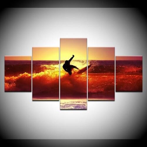 Modular Painting On The Wall Sunset Surf Waves Wall Art Picture Unframed Painting Canvas Printing Vintage Artwork Poster