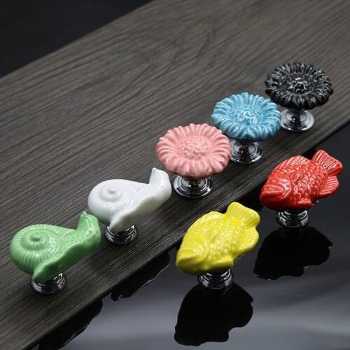 Cartoon Handle Childrens Room Cute Ceramic Handle Cabinet Drawer Wardrobe Door Color Single Hole Handle