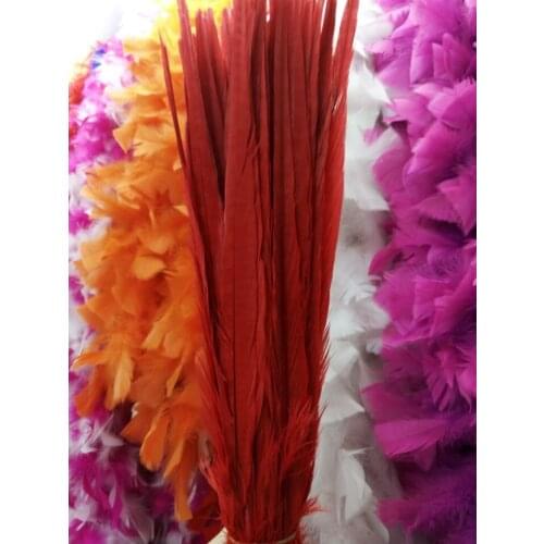 Wholesale perfect 500pcs high quality natural female Pheasant feathers 16-18inch/40-45cm Decorative diy pure red