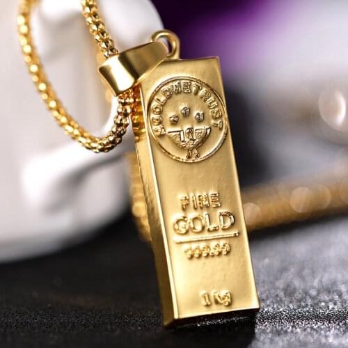 Statement Simulation Bullion Pendant Necklaces Women Men Hip Hop Jewelry 2020 Fashion Gold Long Chain Necklace Gifts
