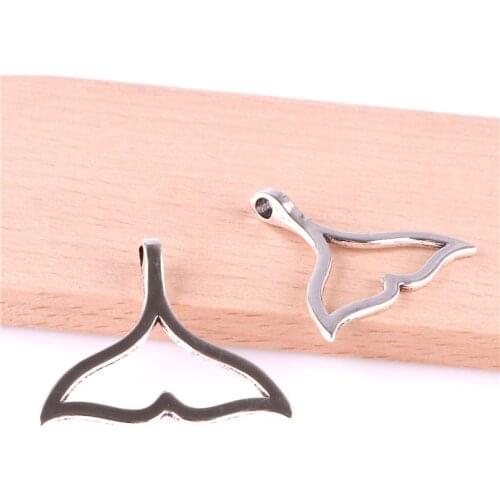 20pcs Antique Silver Ocean Whales Tail Charms Pendants fit Bracelet Handmade Jewelry Making Accessories 23249