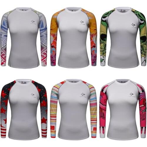 Women' Rash Guard Swimwear Long Sleeve Rashguard Biking Shirts Surf Tops Print Running Shirt Fitness Tights