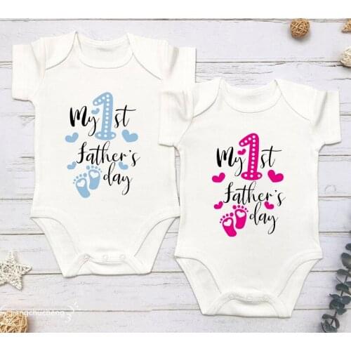 Funny My first Fathers Day Printed Baby Romper Clothes Cotton Short Sleeve Infant Ropa Jumpsuit Body Baby Boys Girls Bodysuits