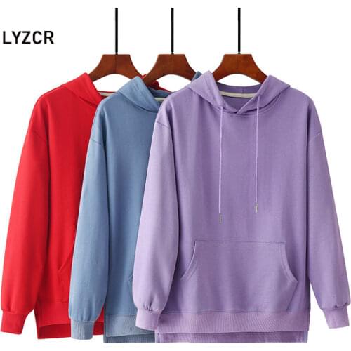 LYZCR Oversized Hoodie Sweatshirts Women Purple Hooded Sweatshirt For Women Long Sleeve Hoodies Sweatshirts Pullover Autumn Tops