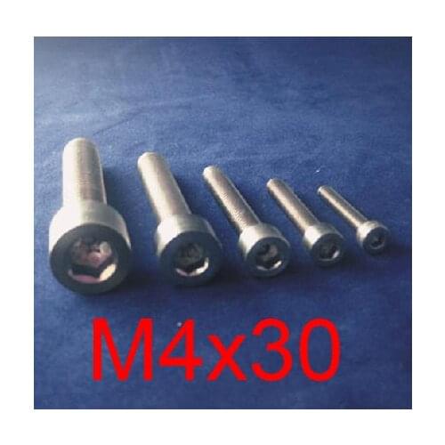 Free Shipping 30pcs M4 x 30 M4 Thread Diameter 30mm Length Hex socket head cap screw Titanium Ti Screw