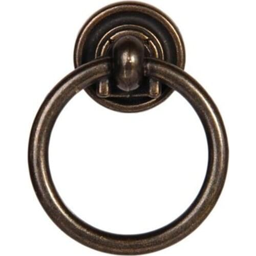 Vintage bronze drop rings drawer cabinet knobs pulls antique brass dresser kitchen cabinet door handle retro furniture ring pull