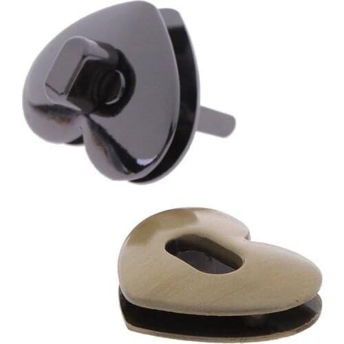 High quality Heart Shape Clasp Metal Hardware For DIY Handbag Bag Turn Lock Twist Lock 1PCS