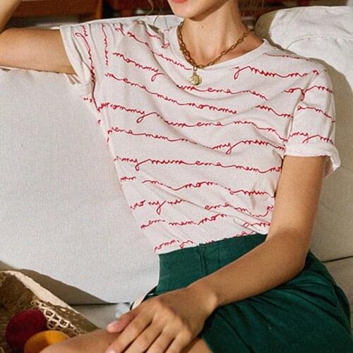 T-Shirt MAMAN Print Short Sleeve Femme Round Neckline Retro Summer Elegant Tee Shirt Casual Tops Women Chic t Shirts Hauts