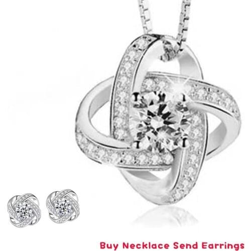 925 Sterling Silver Zircon Clover Flower Necklaces & Pendants For Women High Quality Sterling-silver-jewelry