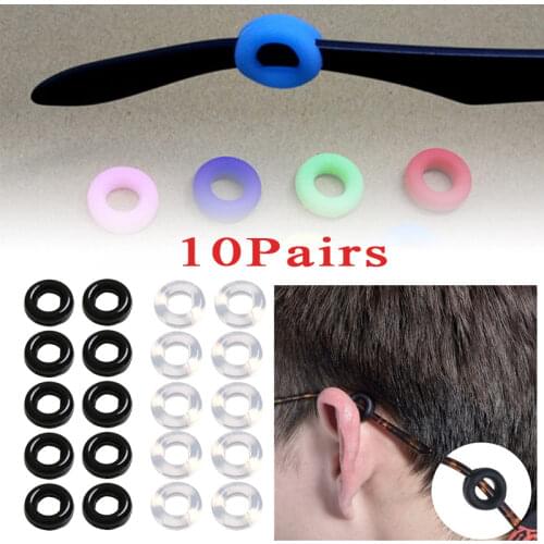 10Pairs Round Glasses Ear Hooks Silicone Eyeglasses Temple Tips Retainer Anti-Slip Comfort Glasses Retainers for Glasses